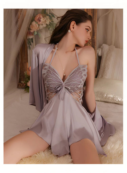 Butterfly Secret Plunging Lace up Nightdress P3945